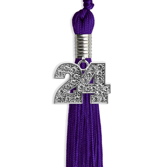 Purple Graduation Tassel with Silver Bling Charm by Wholesale Grad Supply