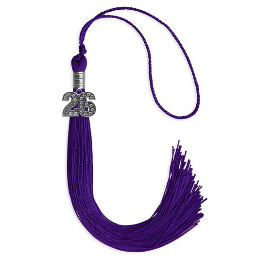 Purple Graduation Tassel with Silver Bling Charm by Wholesale Grad Supply