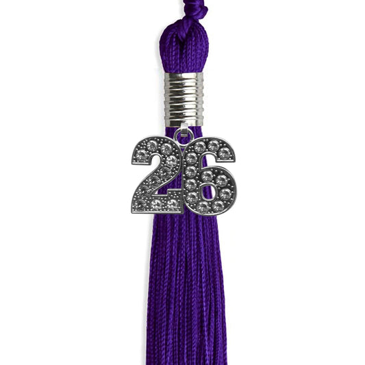 Purple Graduation Tassel with Silver Bling Charm by Wholesale Grad Supply