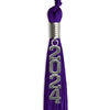 Purple Graduation Tassel with Silver Stacked Date Drop by Wholesale Grad Supply