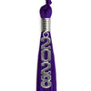 Purple Graduation Tassel with Silver Stacked Date Drop by Wholesale Grad Supply