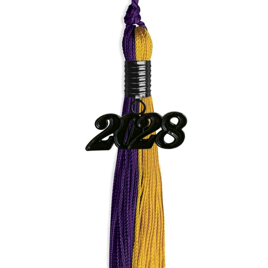 Purple/Bright Gold Graduation Tassel with Black Bling Charm by Wholesale Grad Supply
