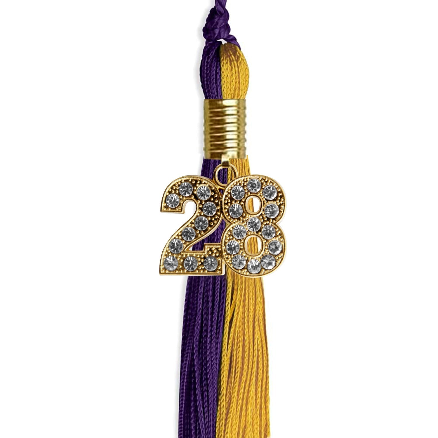 Purple/Bright Gold Graduation Tassel with Gold Bling Charm by Wholesale Grad Supply