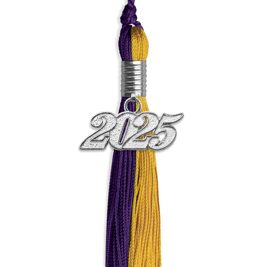 Purple/Bright Gold Graduation Tassel with Silver Bling Charm by Wholesale Grad Supply
