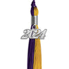 Purple/Bright Gold Graduation Tassel with Silver Bling Charm by Wholesale Grad Supply
