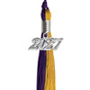 Purple/Bright Gold Graduation Tassel with Silver Bling Charm by Wholesale Grad Supply