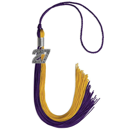Purple/Bright Gold Graduation Tassel with Silver Bling Charm by Wholesale Grad Supply