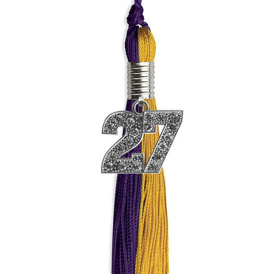Purple/Bright Gold Graduation Tassel with Silver Bling Charm by Wholesale Grad Supply