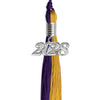 Purple/Bright Gold Graduation Tassel with Silver Bling Charm by Wholesale Grad Supply