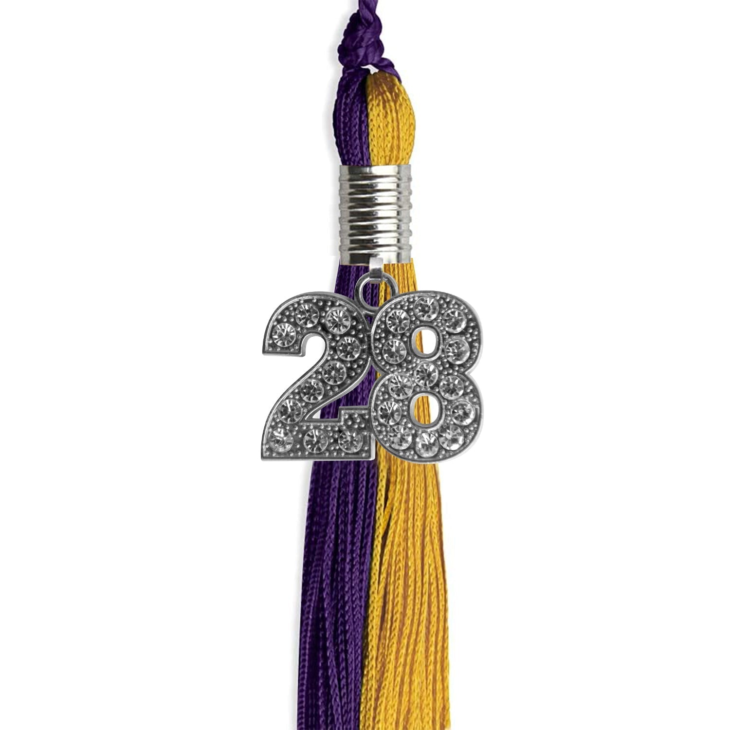 Purple/Bright Gold Graduation Tassel with Silver Bling Charm by Wholesale Grad Supply