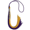 Purple/Bright Gold Graduation Tassel with Silver Stacked Date Drop by Wholesale Grad Supply