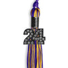 Purple/Gold Mixed Color Graduation Tassel with Black Bling Charm by Wholesale Grad Supply