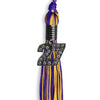 Purple/Gold Mixed Color Graduation Tassel with Black Bling Charm by Wholesale Grad Supply