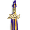 Purple/Gold Mixed Color Graduation Tassel with Gold Bling Charm by Wholesale Grad Supply