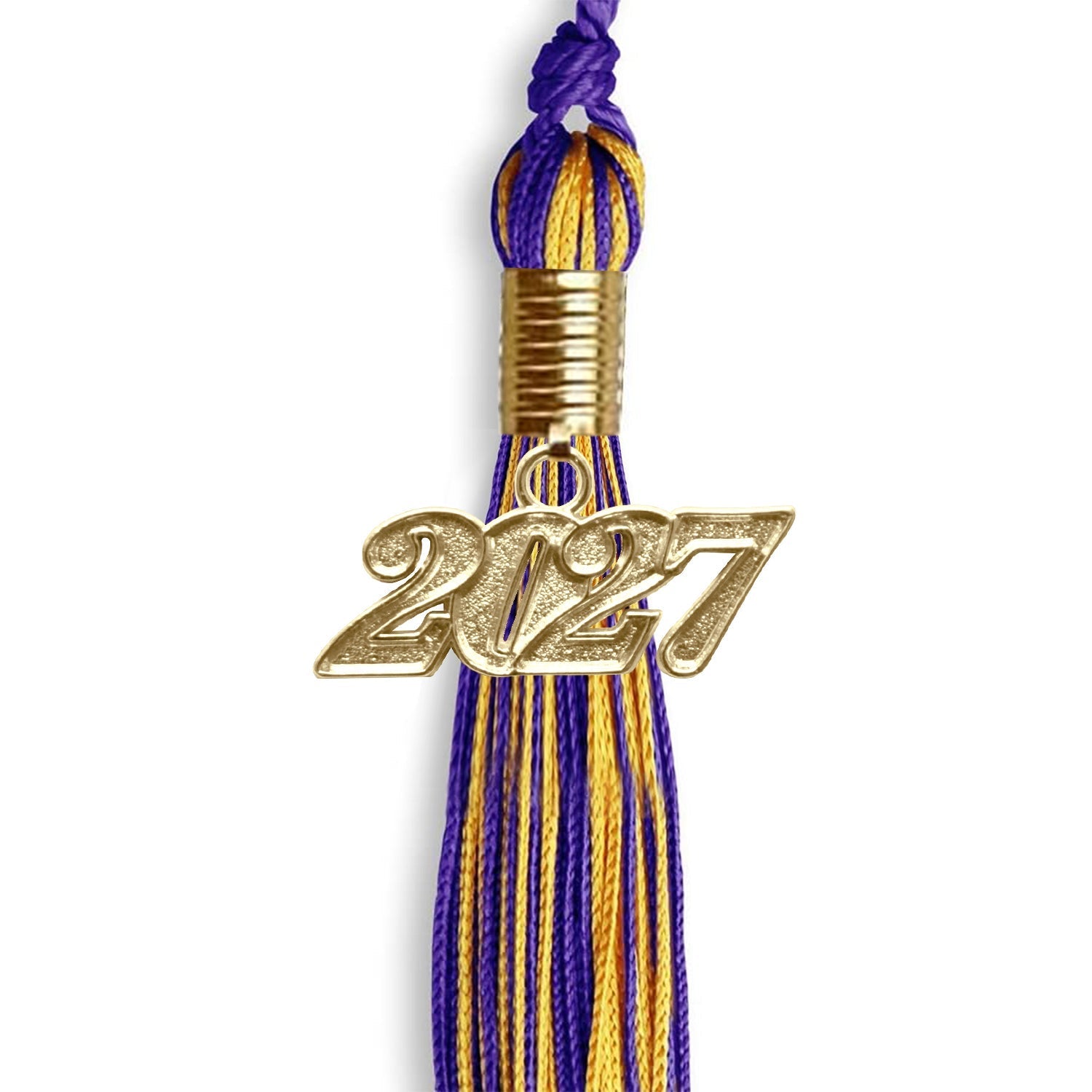 Purple/Gold Mixed Color Graduation Tassel with Gold Bling Charm by Wholesale Grad Supply