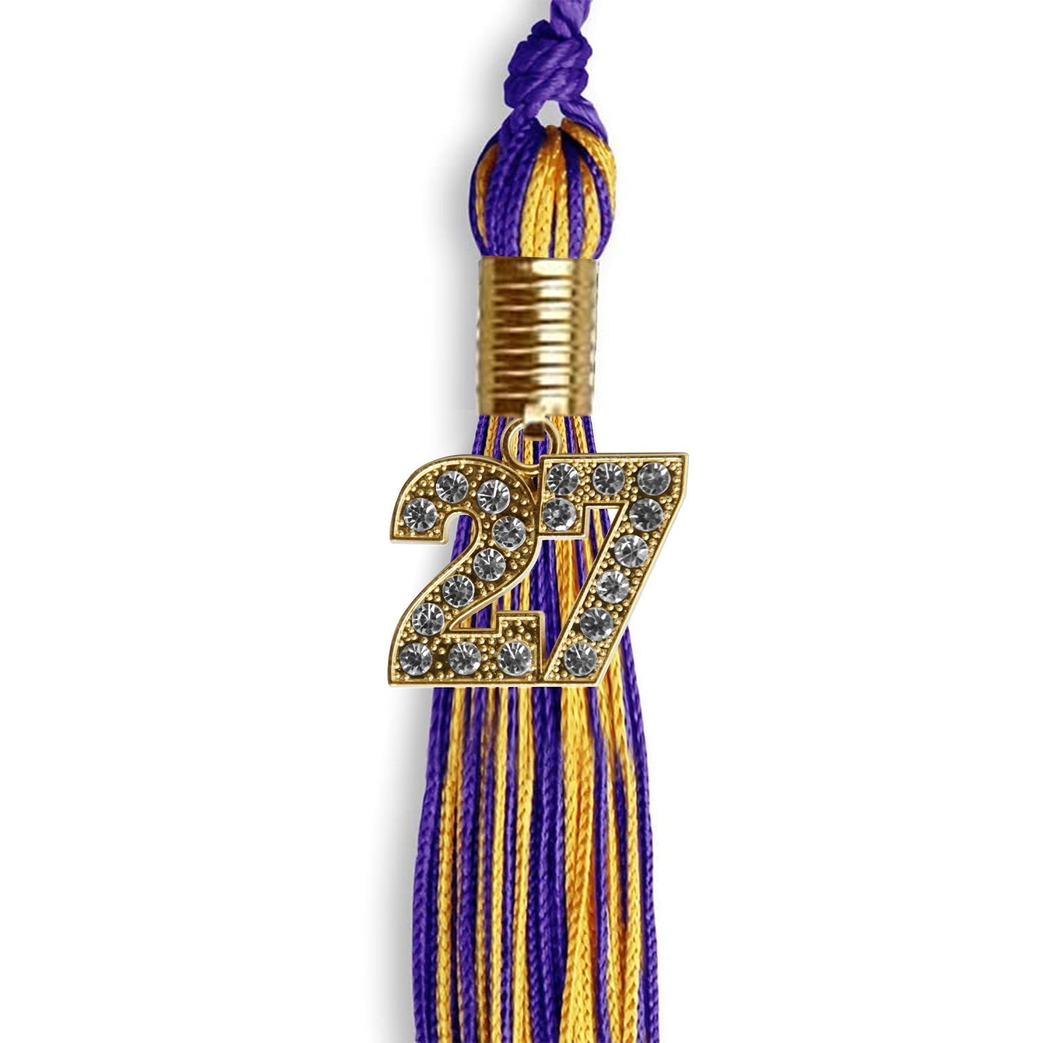 Purple/Gold Mixed Color Graduation Tassel with Gold Bling Charm by Wholesale Grad Supply