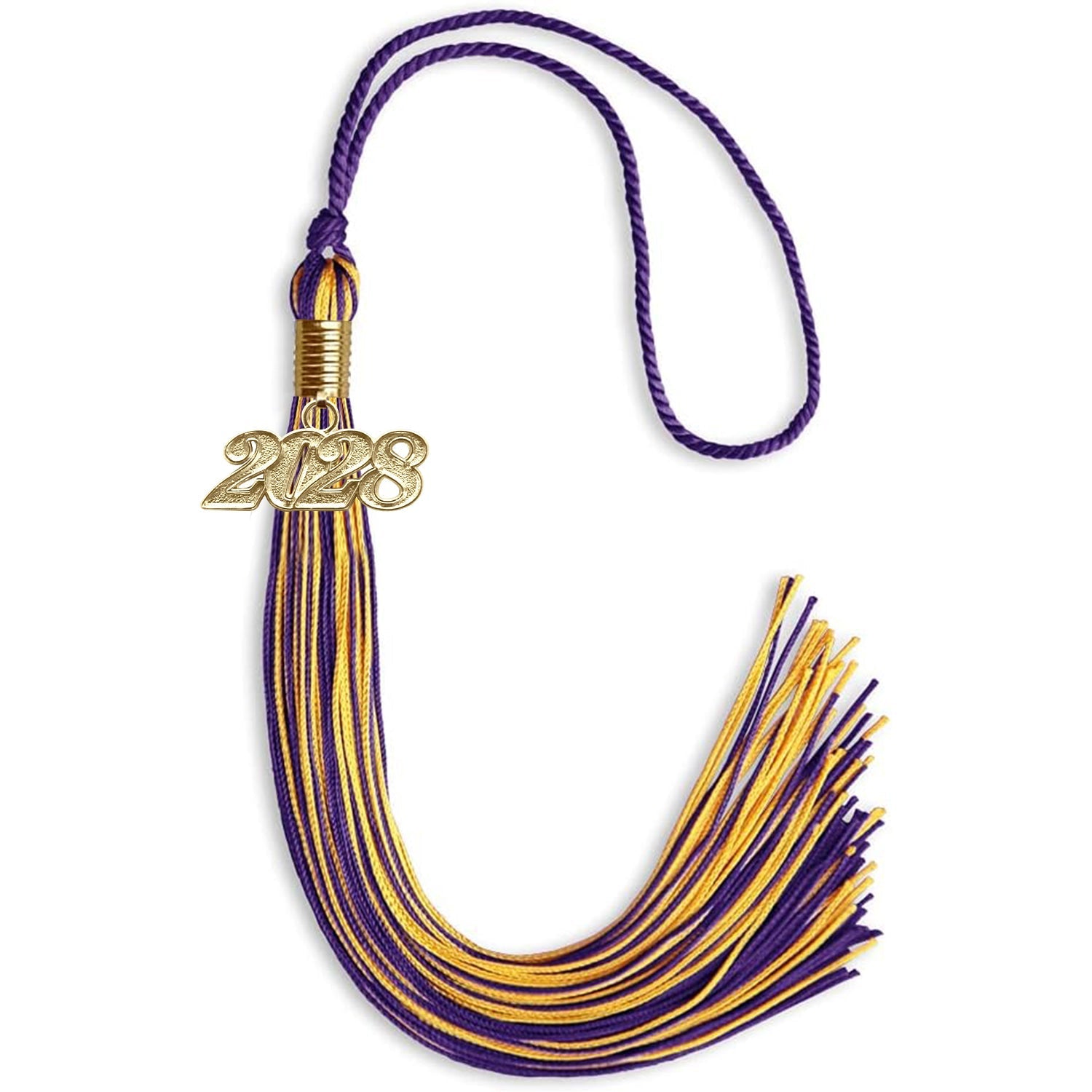 Purple/Gold Mixed Color Graduation Tassel with Gold Bling Charm by Wholesale Grad Supply