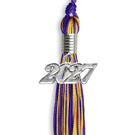 Purple/Gold Mixed Color Graduation Tassel with Silver Bling Charm by Wholesale Grad Supply