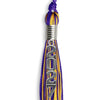 Purple/Gold Mixed Color Graduation Tassel with Stacked Silver Date Drop by Wholesale Grad Supply