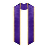 Purple/Gold Plain Graduation Stole with Trim Color & Angled End by Wholesale Grad Supply