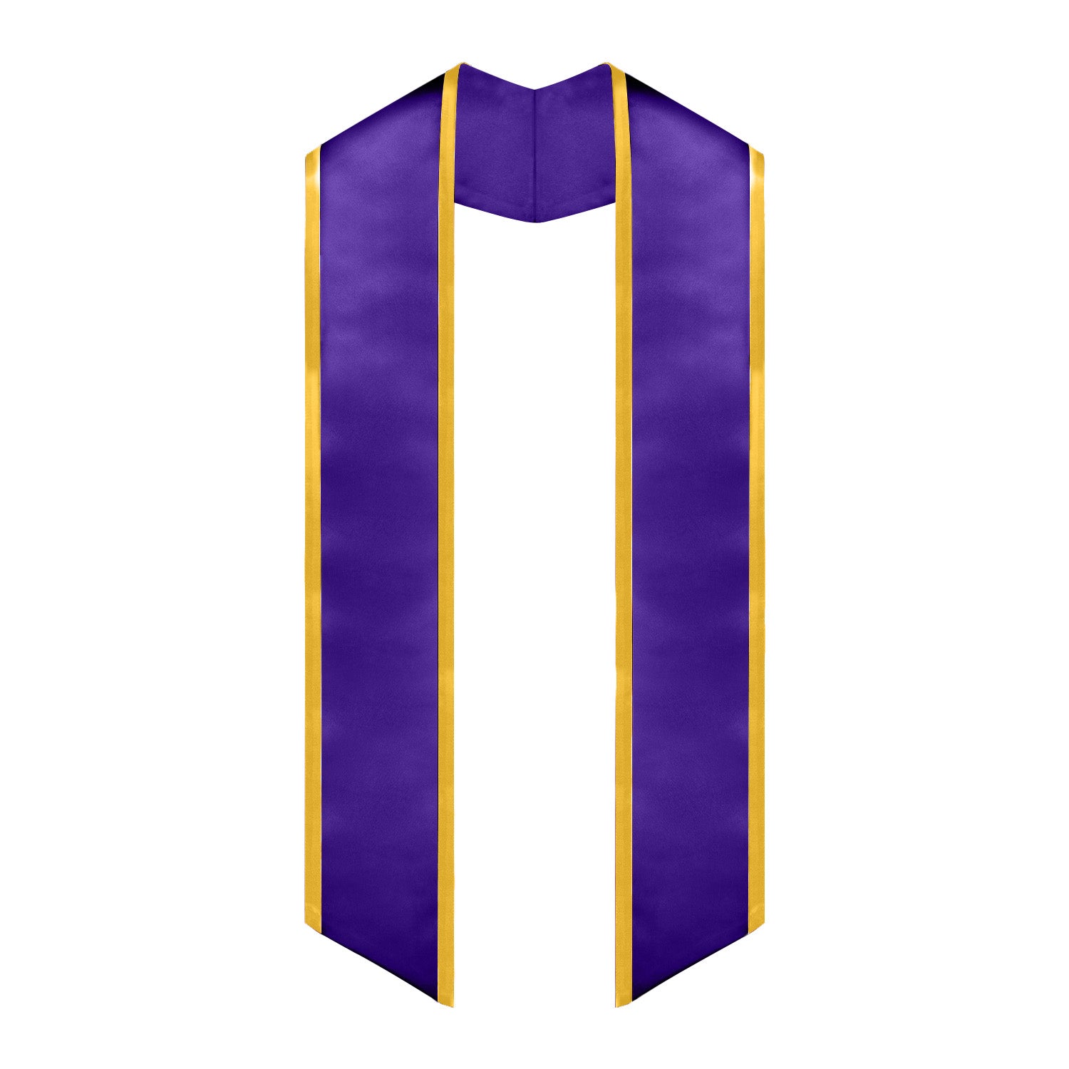 Purple/Gold Plain Graduation Stole with Trim Color & Angled End by Wholesale Grad Supply