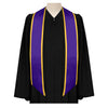 Purple/Gold Plain Graduation Stole with Trim Color & Angled End by Wholesale Grad Supply