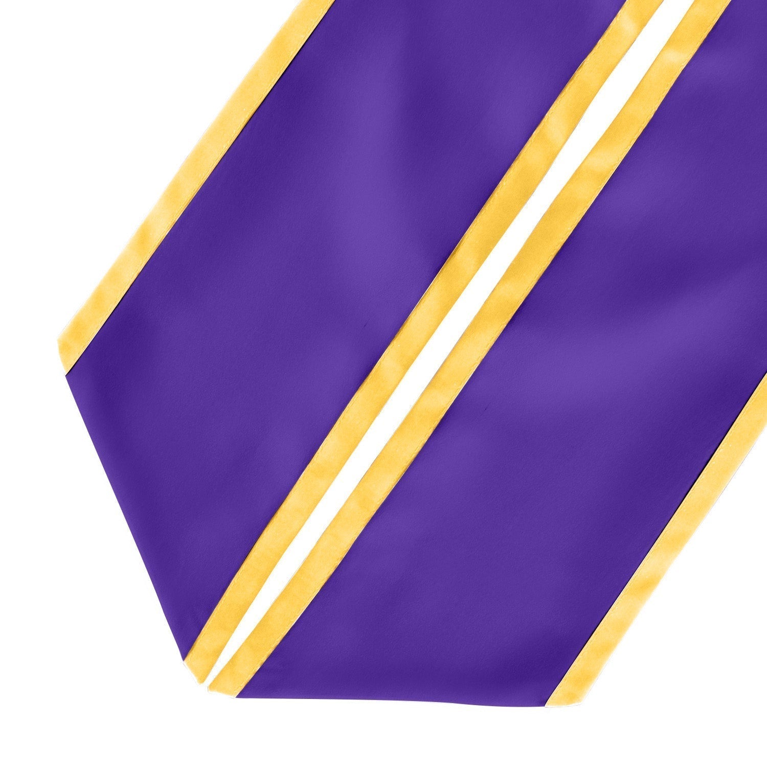 Purple/Gold Plain Graduation Stole with Trim Color & Angled End by Wholesale Grad Supply