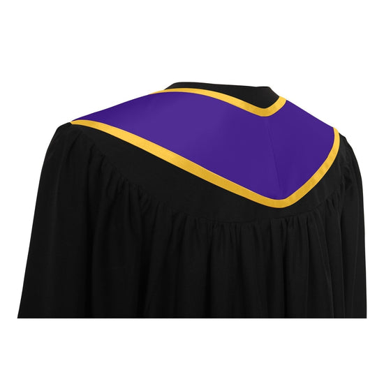 Purple/Gold Plain Graduation Stole with Trim Color & Angled End by Wholesale Grad Supply