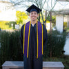 Purple/Gold Plain Graduation Stole with Trim Color & Angled End by Wholesale Grad Supply
