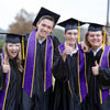 Purple/Gold Plain Graduation Stole with Trim Color & Angled End by Wholesale Grad Supply