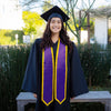 Purple/Gold Plain Graduation Stole with Trim Color & Classic End by Wholesale Grad Supply