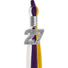 Purple/Gold/White Graduation Tassel with Silver Bling Charm by Wholesale Grad Supply