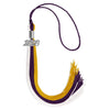 Purple/Gold/White Graduation Tassel with Silver Bling Charm by Wholesale Grad Supply