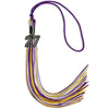 Purple/Gold/White Mixed Color Graduation Tassel with Black Bling Charm by Wholesale Grad Supply