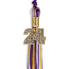 Purple/Gold/White Mixed Color Graduation Tassel with Gold Bling Charm by Wholesale Grad Supply