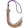 Purple/Gold/White Mixed Color Graduation Tassel with Gold Bling Charm by Wholesale Grad Supply