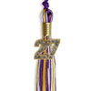 Purple/Gold/White Mixed Color Graduation Tassel with Gold Bling Charm by Wholesale Grad Supply