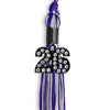 Purple/Silver Mixed Color Graduation Tassel with Black Bling Charm by Wholesale Grad Supply