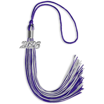 Purple/Silver Mixed Color Graduation Tassel with Silver Bling Charm by Wholesale Grad Supply
