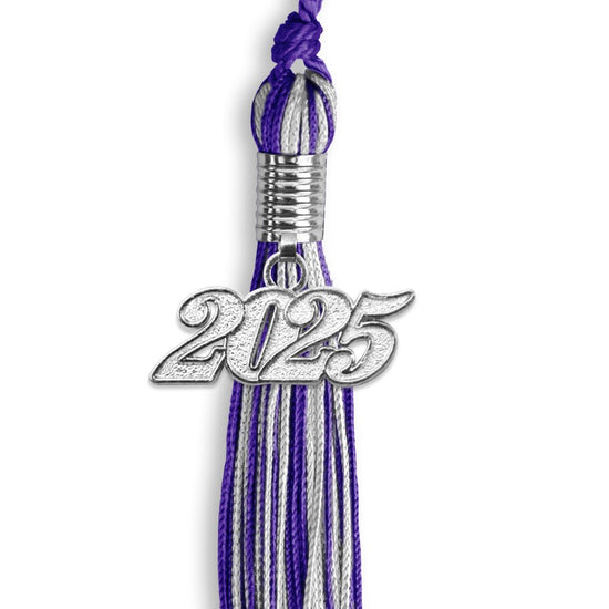 Purple/Silver Mixed Color Graduation Tassel with Silver Bling Charm by Wholesale Grad Supply