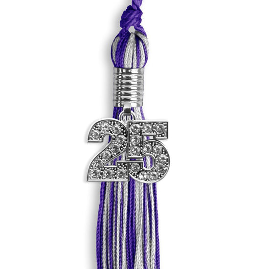 Purple/Silver Mixed Color Graduation Tassel with Silver Bling Charm by Wholesale Grad Supply