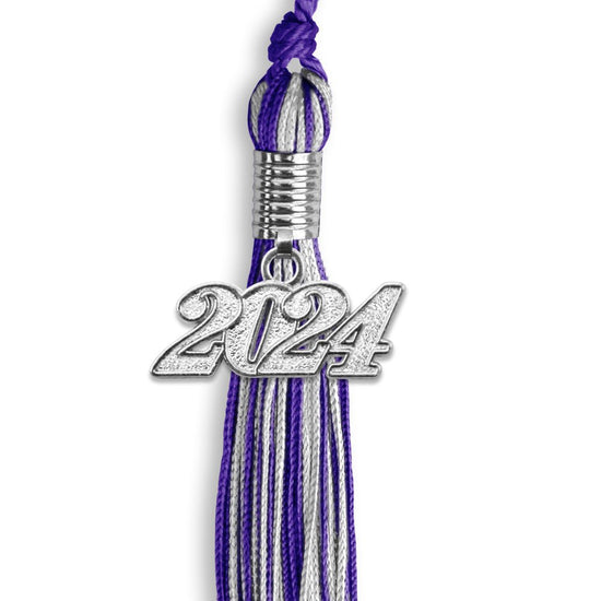 Purple/Silver Mixed Color Graduation Tassel with Silver Bling Charm by Wholesale Grad Supply