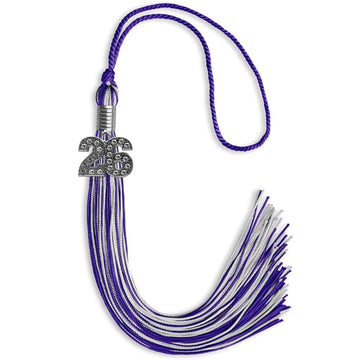 Purple/Silver Mixed Color Graduation Tassel with Silver Bling Charm by Wholesale Grad Supply