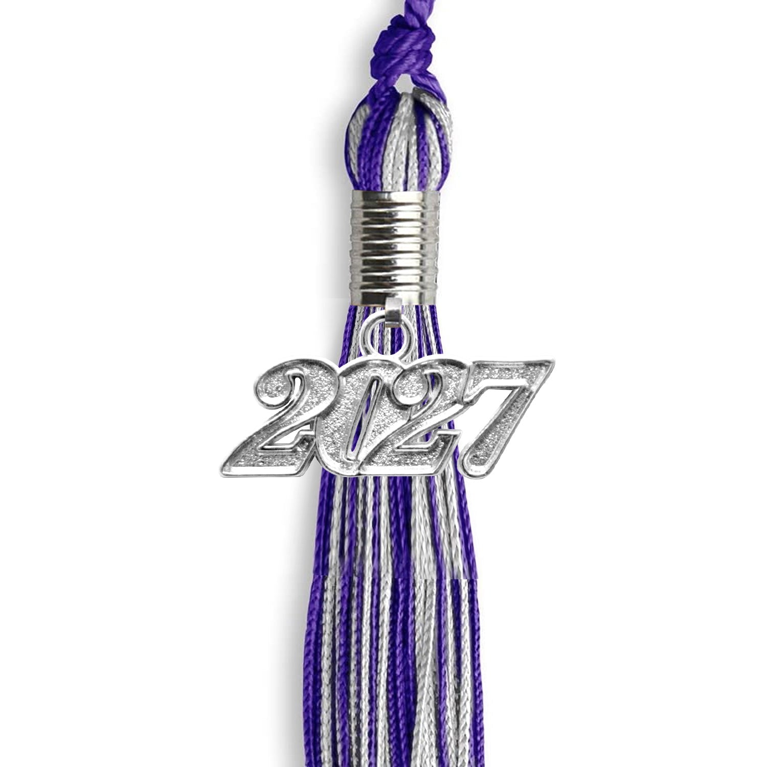 Purple/Silver Mixed Color Graduation Tassel with Silver Bling Charm by Wholesale Grad Supply
