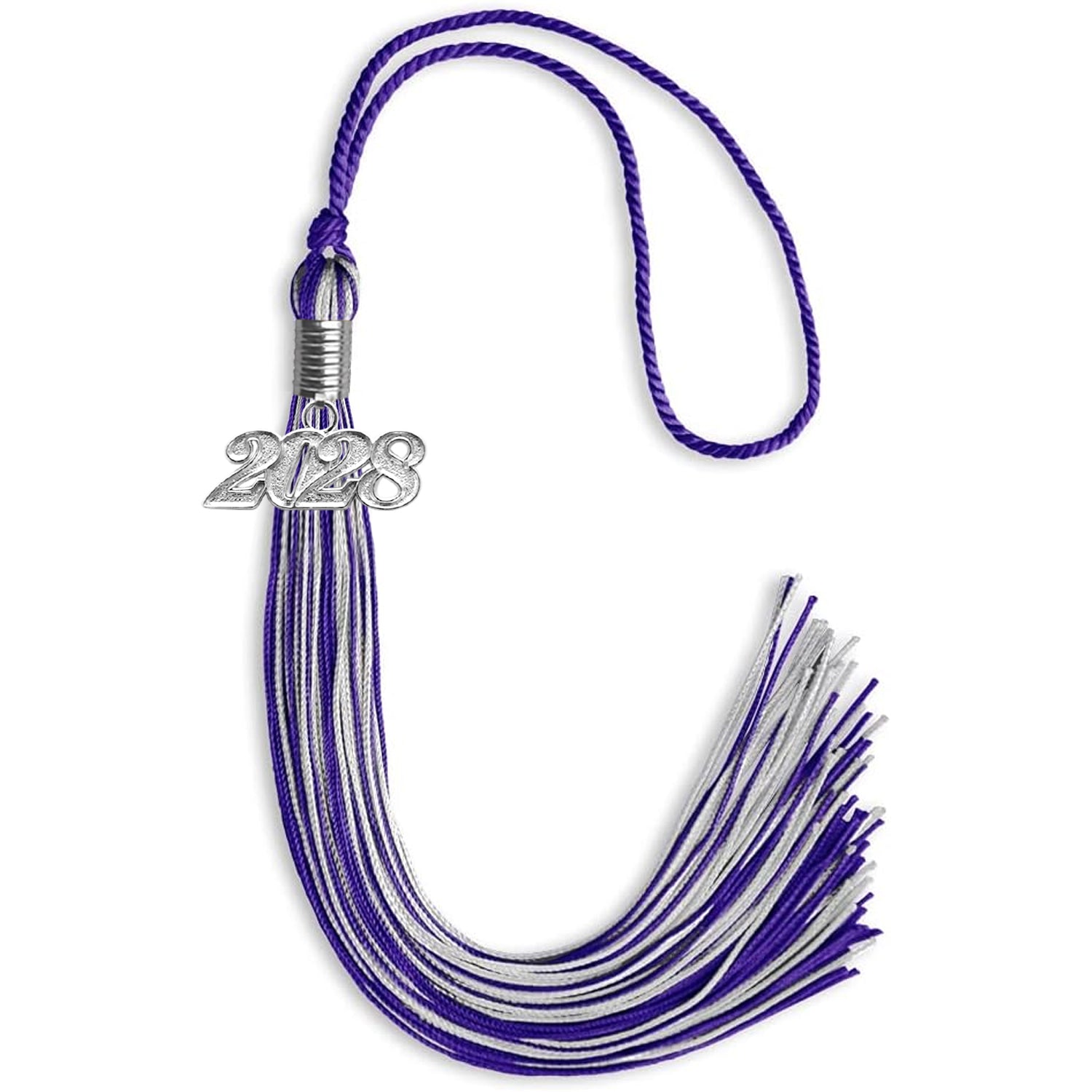Purple/Silver Mixed Color Graduation Tassel with Silver Bling Charm by Wholesale Grad Supply