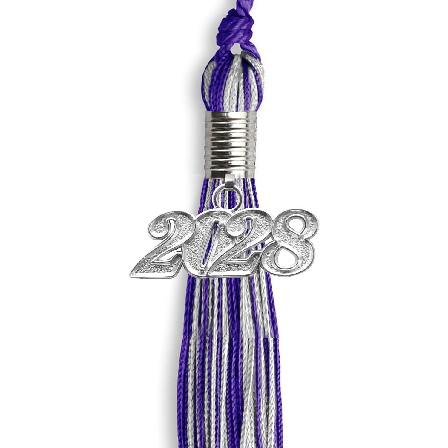 Purple/Silver Mixed Color Graduation Tassel with Silver Bling Charm by Wholesale Grad Supply