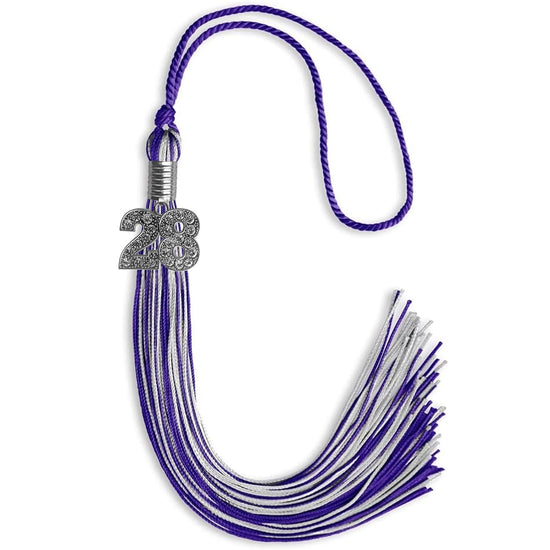 Purple/Silver Mixed Color Graduation Tassel with Silver Bling Charm by Wholesale Grad Supply