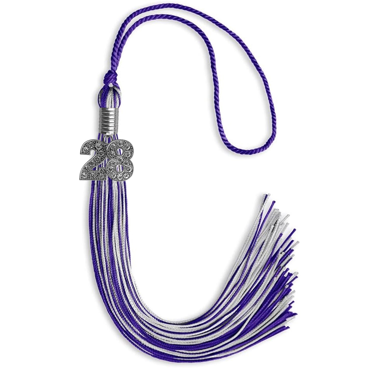 Purple/Silver Mixed Color Graduation Tassel with Silver Bling Charm by Wholesale Grad Supply