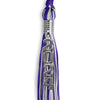 Purple/Silver Mixed Color Graduation Tassel with Stacked Silver Date Drop by Wholesale Grad Supply