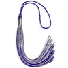 Purple/Silver Mixed Color Graduation Tassel with Stacked Silver Date Drop by Wholesale Grad Supply